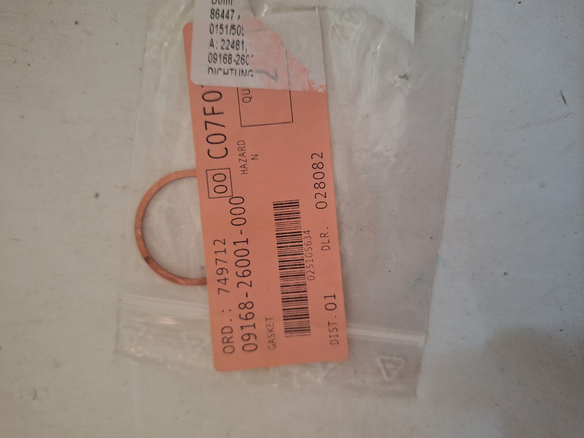 Picture of SUZUKI  DICHTUNG  09168-26001